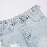 Washed Ripped Straight Denim Jeans