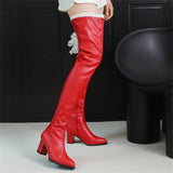 Sexy Black & Red Lace Over-The-Knee Leather Boot