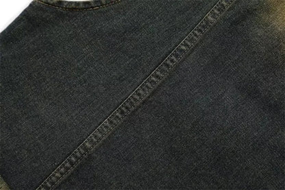 Cowboy Style Distressed Denim Vest