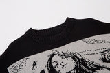 Ripped Black Loose Knitted Sweater