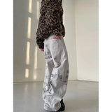 Cool Retro American Letters Print Loose Jeans