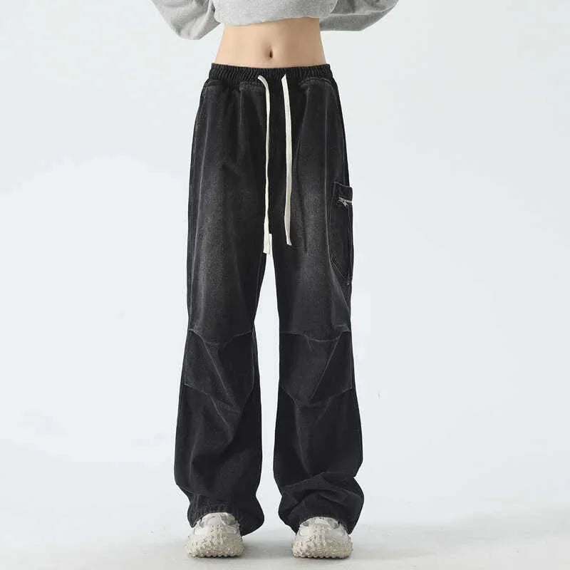 High Street Pleated Cargo Denim Jeans