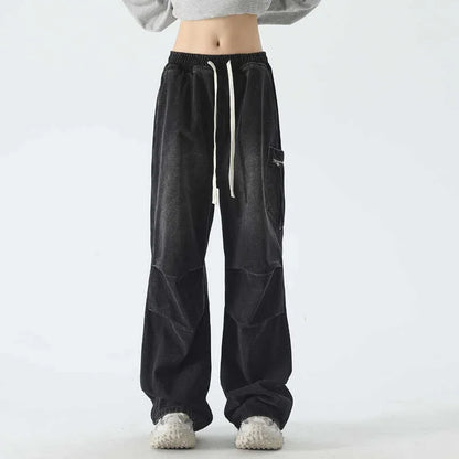 High Street Pleated Cargo Denim Jeans