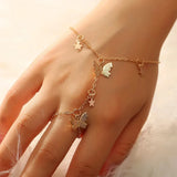 Geometric Punk Rings Set With Wrist Chain