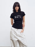 Vintage Letter Print Casual Cotton T-Shirt