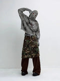 Destructive Stained Loose Hooded Sweatshirt