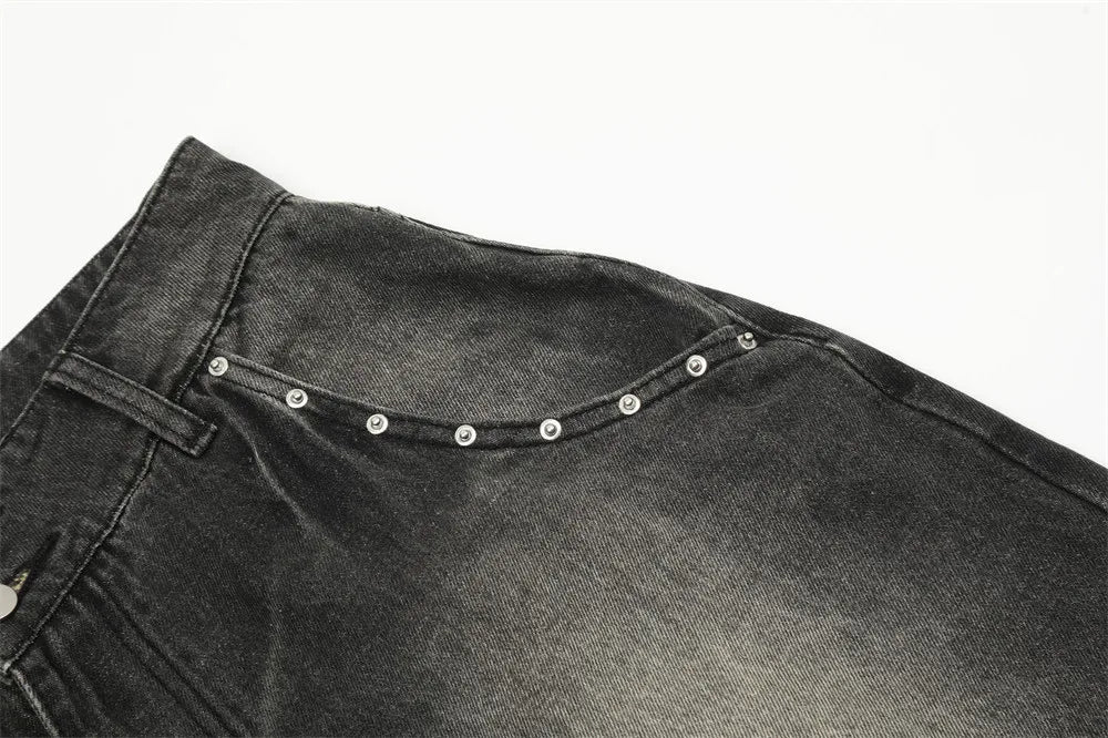 Y2K Rivets Washed Lightning Jorts