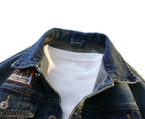 Embroidered Turn Down Collar Loose Denim Jacket