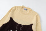 Women Chic Oversized Cat Graphic Knit Sweater