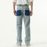Butterfly Snake Embroidery Straight Denim Pants