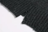 Retro Grunge Distressed Knit Half Zipper Sweater
