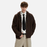 Elegant High Quality Hooded Knitted Zipper Cardigan