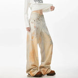 Utility Vibe 3D Printed Straight Wide Jeans