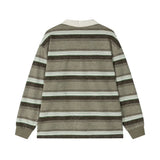 Coconut Tree Embroidery Striped Long Sleeve T-Shirt