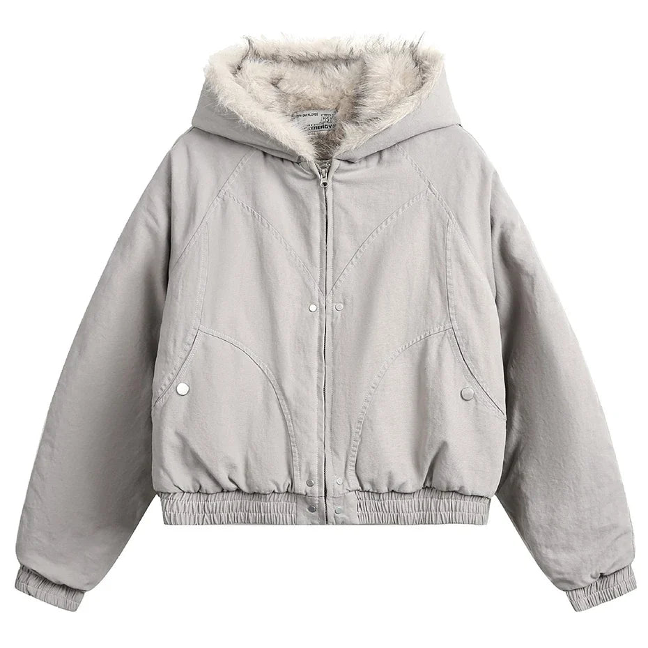 Y2K Winter Thick Padded Parkas with Furr Jacket