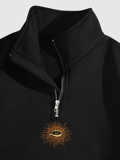 Cozy Star Pattern Fleece Quarter Sweatshirt