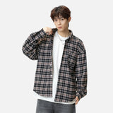 Retro Y2K Plaid Color Block Long Sleeve Shirt
