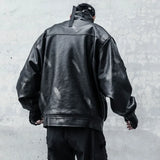 Patchwork Tactical Function PU Leather Jacket