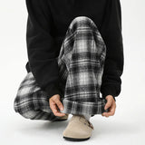 Effortless Checkered Wide Leg Casual Jogger