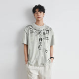 American Casual Comfort Style Foam Print Short T-Shirt