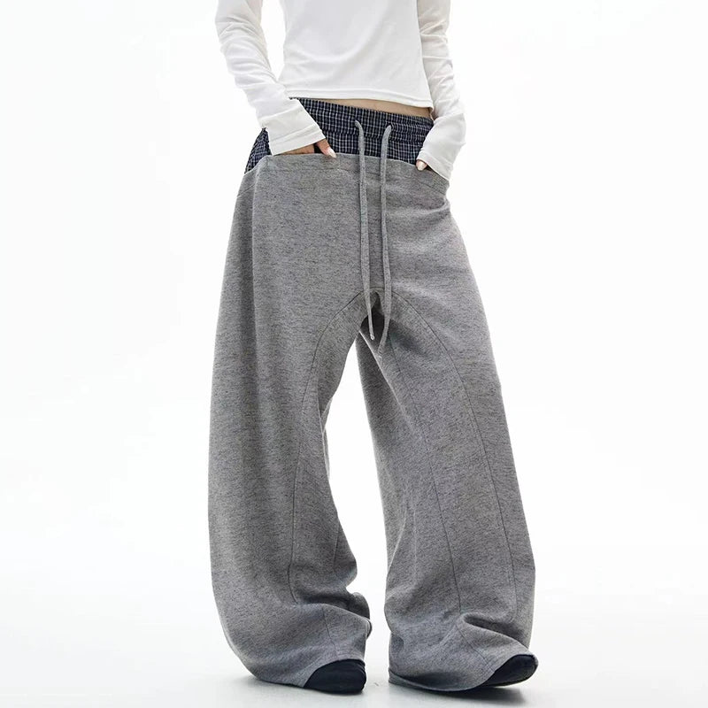 Colorful Patchwork Drawstring Elastic Waist Sweatpants