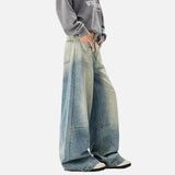 Chic Gradient Patchwork Blue Wide Leg Jeans