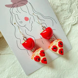 Vibrant Red Apple Pizza Earring