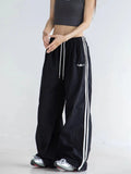 Women Casual Vintage Striped High Waist Sweatpants