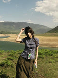 Casual Plaid Irregular Short Sleeve Shirt