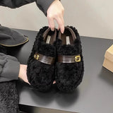 Chunky Fur Lined Platform Loafer Shoes