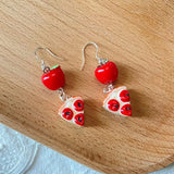 Vibrant Red Apple Pizza Earring