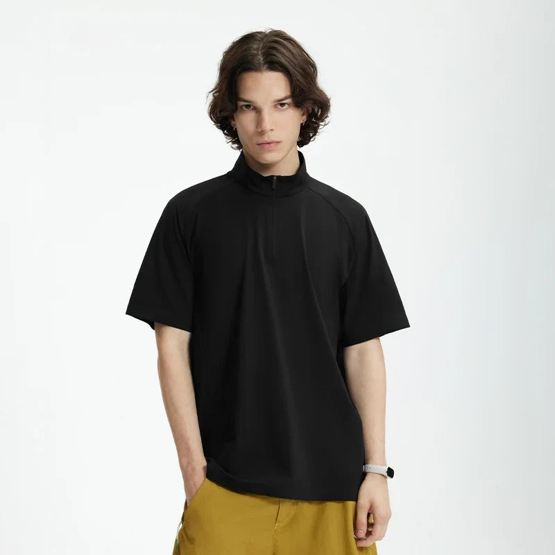 Model wearing the black The Urban Zip T-Shirt