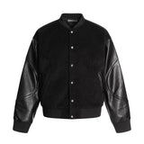Vintage Patchwork PU Leather Baseball Varsity Jacket