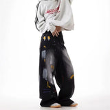 Graffiti Color Printed Cool Distressed Jeans