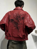 Classic American Style Chic Red Leather Jacket