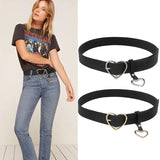 Heart Buckle Leather Black Belt
