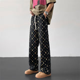 Retro Hollow Out Plaid Pants