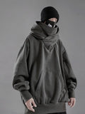 Black Japanese Embroidered Oversized Hoodie