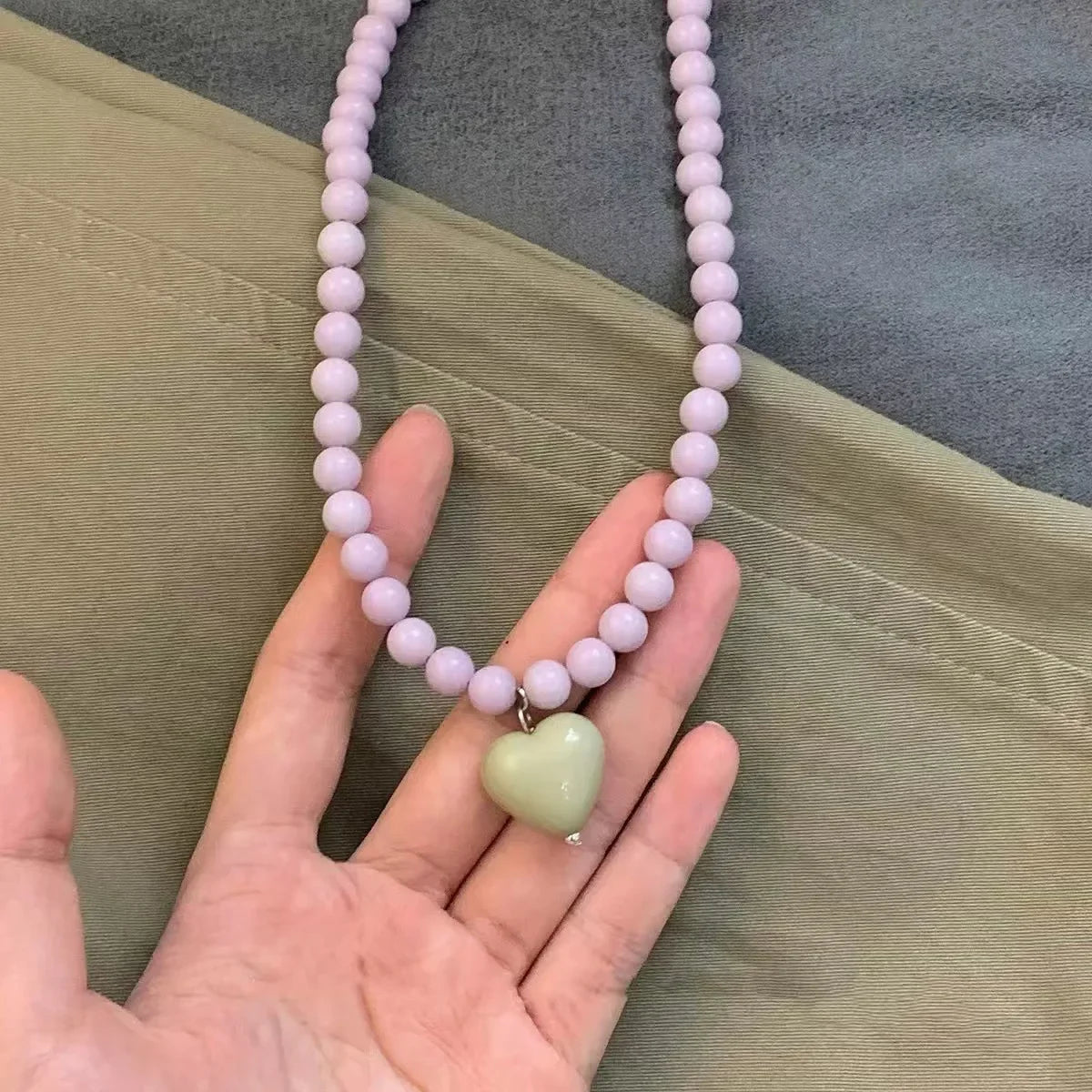 Colorful Heart Pendant Beaded Necklace