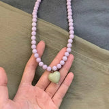 Colorful Heart Pendant Beaded Necklace