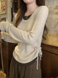 Slim Fit Drawstring Knit Long Shirt