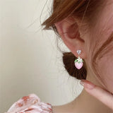 Korean Strawberry Flower Love Heart Earrings