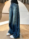 Street Denim High Waist Loose Wide Jeans