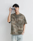 Men's Streetwear Retro Ink Dye Maple Leaf T-Shirt