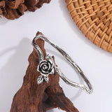 Vintage Flower Rose Leaf Asymmetric Bracelet
