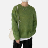 Y2K Cozy Fuzzy Knit Solid Color Sweater