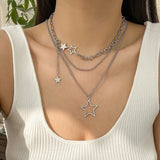 Trendy Y2K Star Pendant Multi-Layered Necklace
