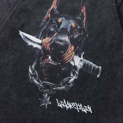 Oversized Vintage Dog Graphic T-Shirt