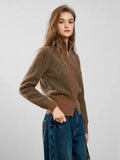 Plush Vintage Wool Knit Zip Cardigan
