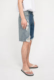 Gradient Ripped Washed Denim Shorts